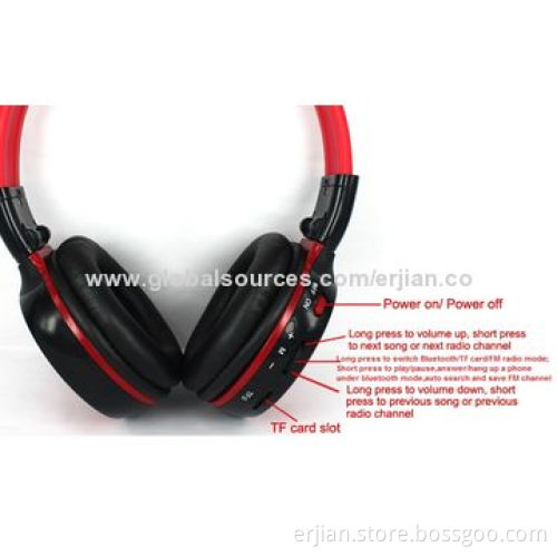 Wireless headset for mobile phones with Functions of TF Card Slot, FM Radio, Wired, 4-in-1 Features